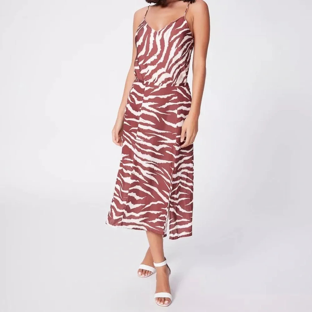 NWT Paige Larsa Skirt Cherrywood Cream Midi Slit Women's Beachcore Skirt